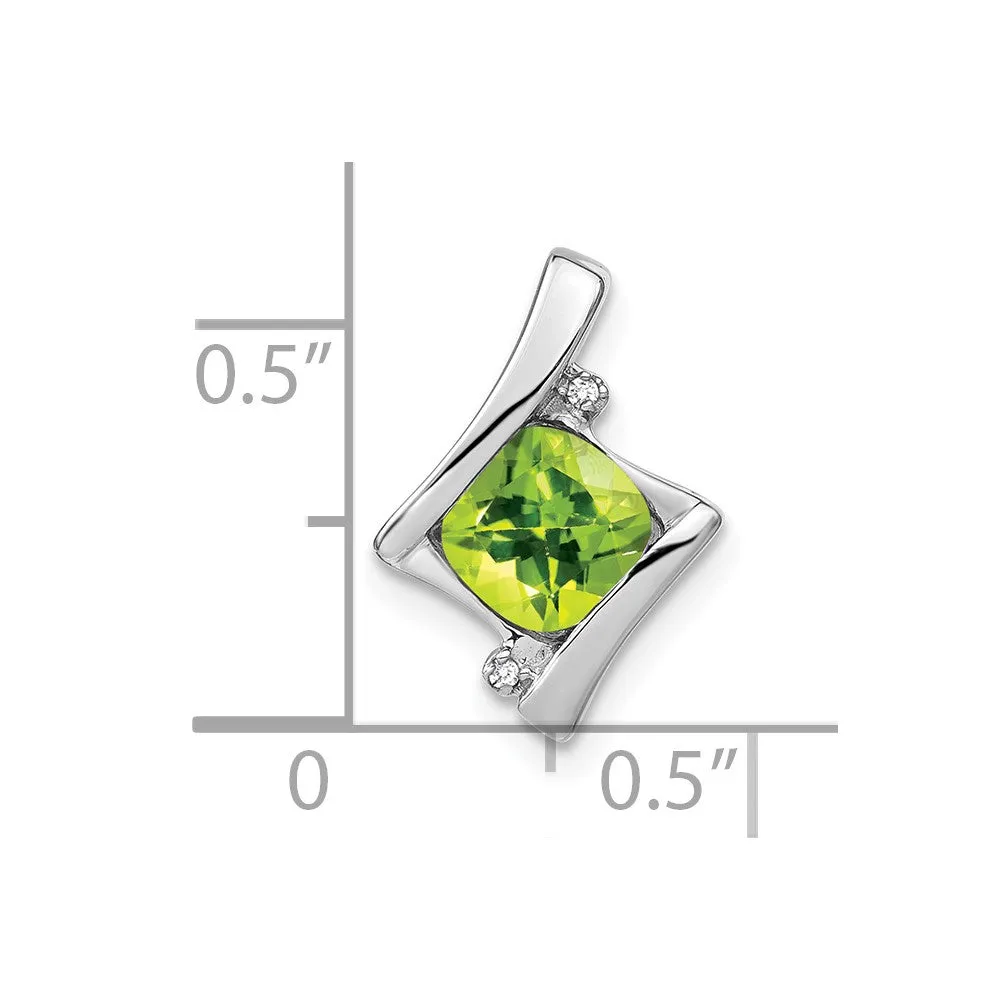 10k White Gold Peridot and Diamond Pendant