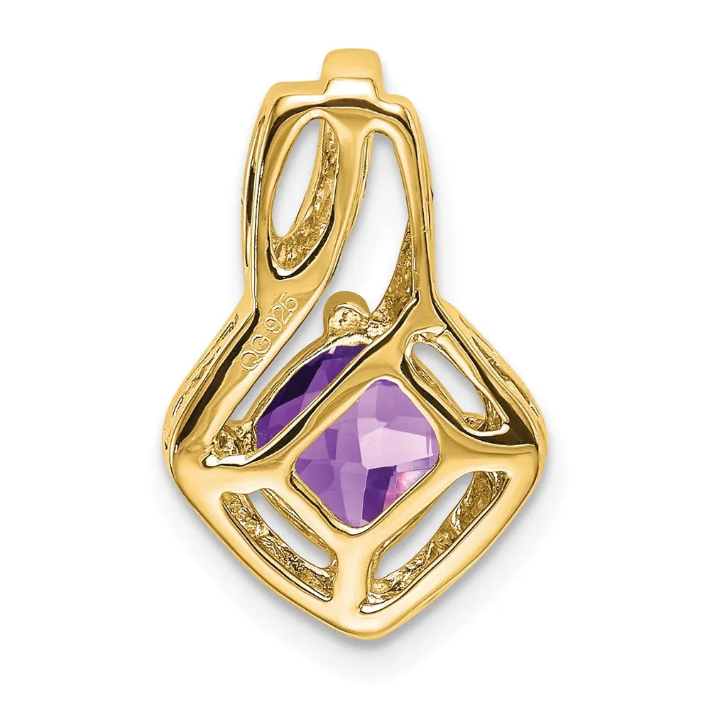 14k Amethyst and Diamond Pendant