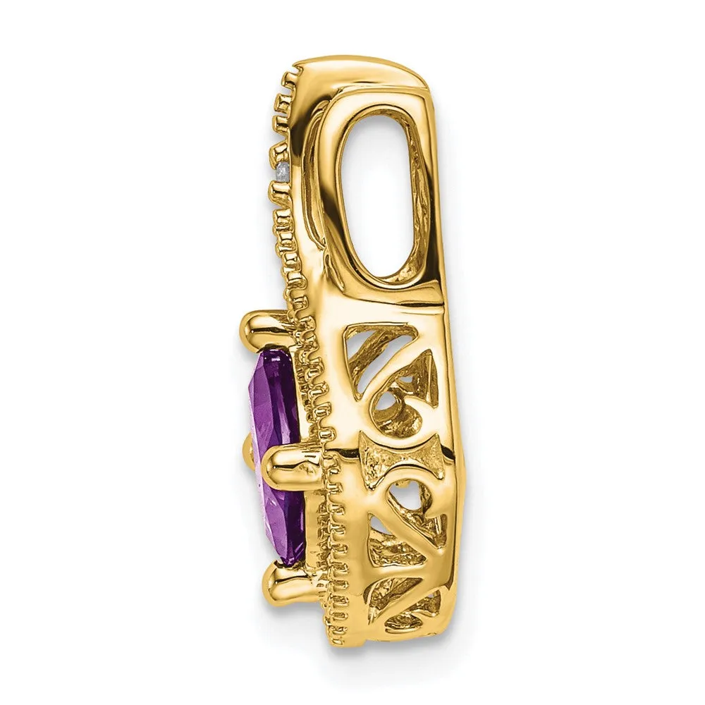 14k Amethyst and Diamond Pendant