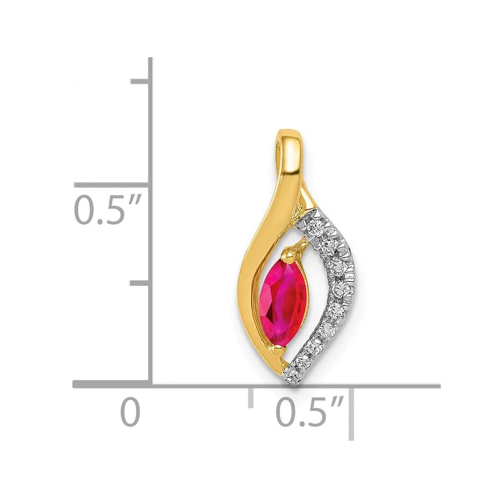 14k Diamond and Marquise .32 Ruby Pendant