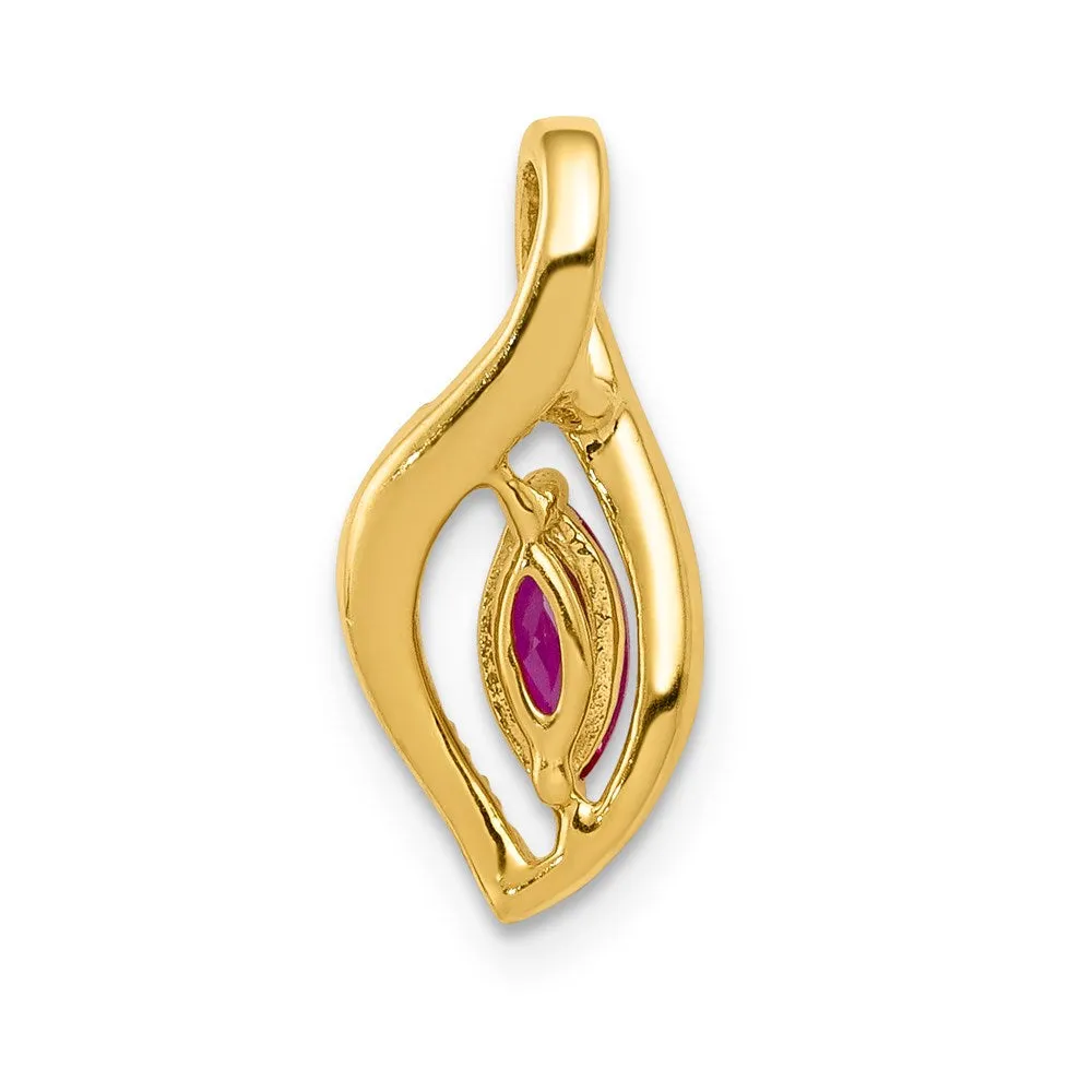 14k Diamond and Marquise .32 Ruby Pendant