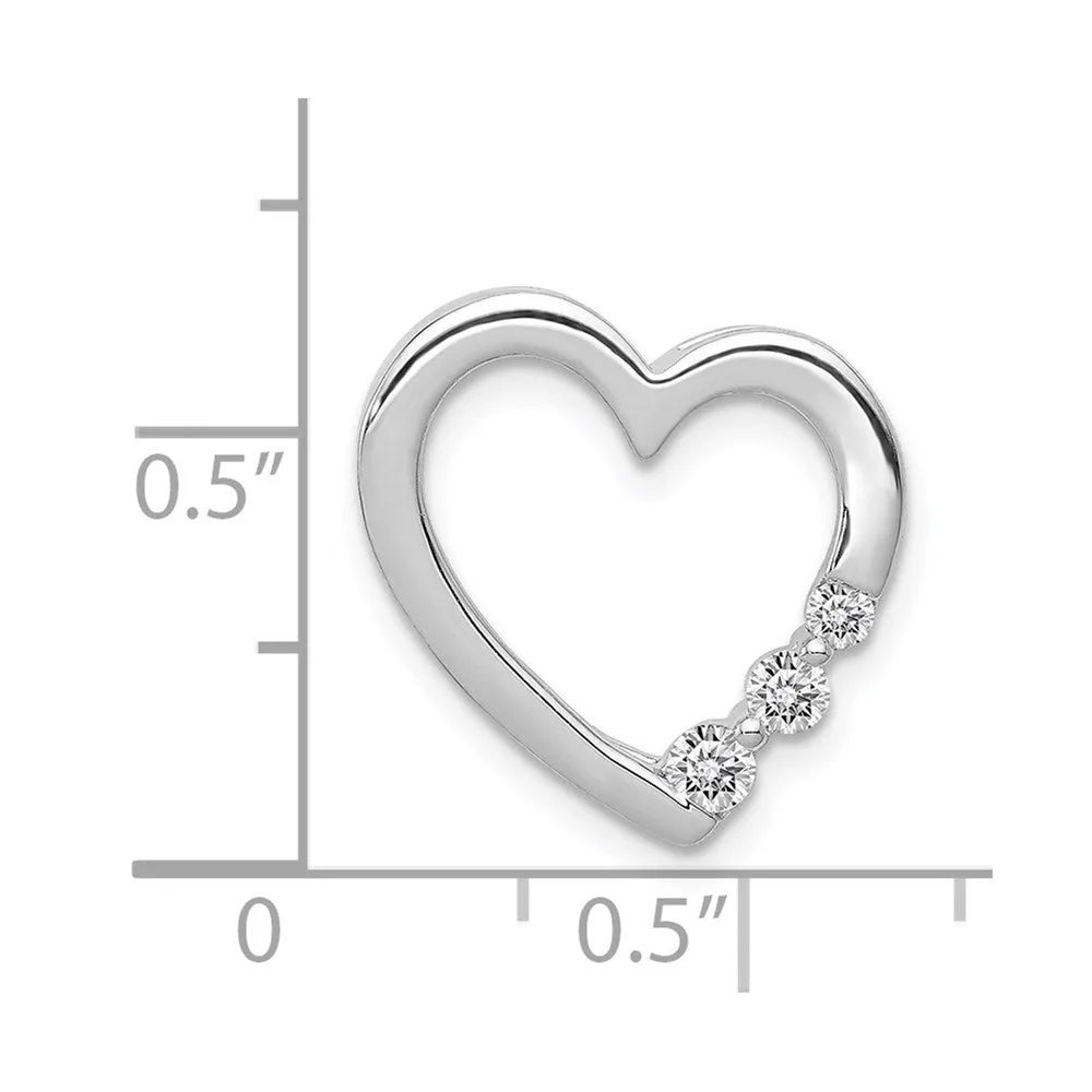 14k White Gold 1/6ct. Diamond Heart Chain Slide