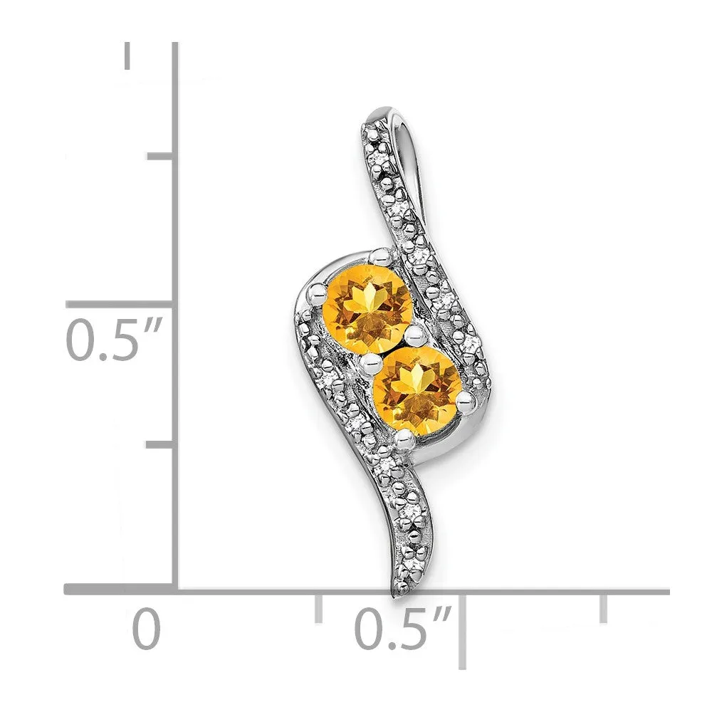 14k White Gold Citrine and Diamond Chain Slide