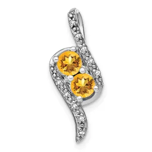 14k White Gold Citrine and Diamond Chain Slide