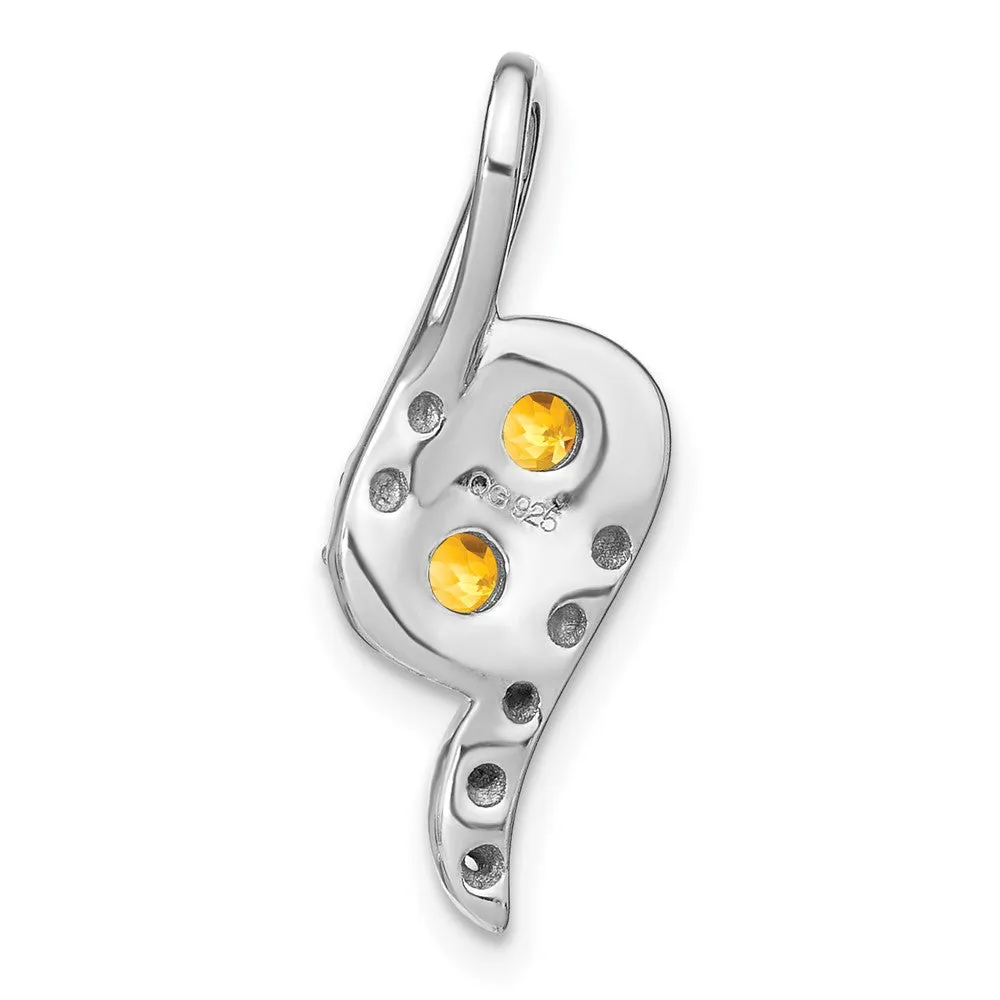 14k White Gold Citrine and Diamond Chain Slide