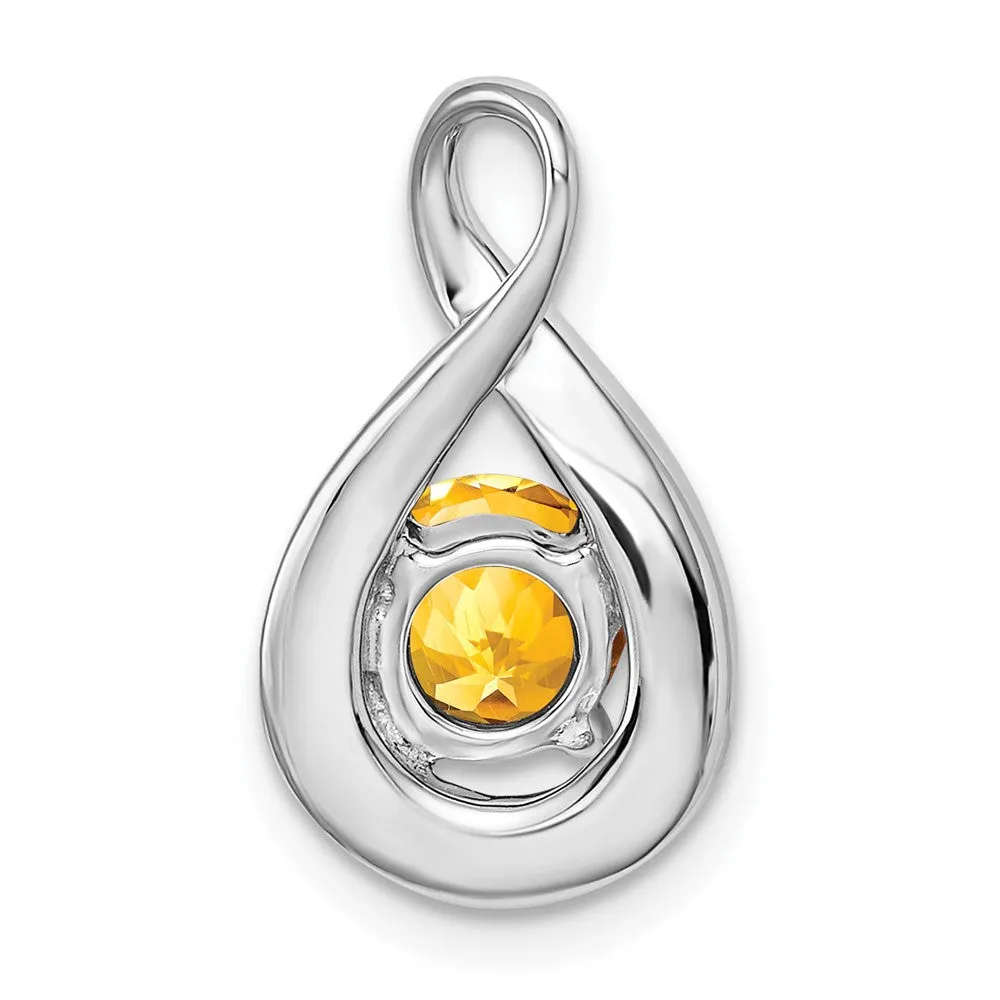 14k White Gold Citrine and Diamond Pendant