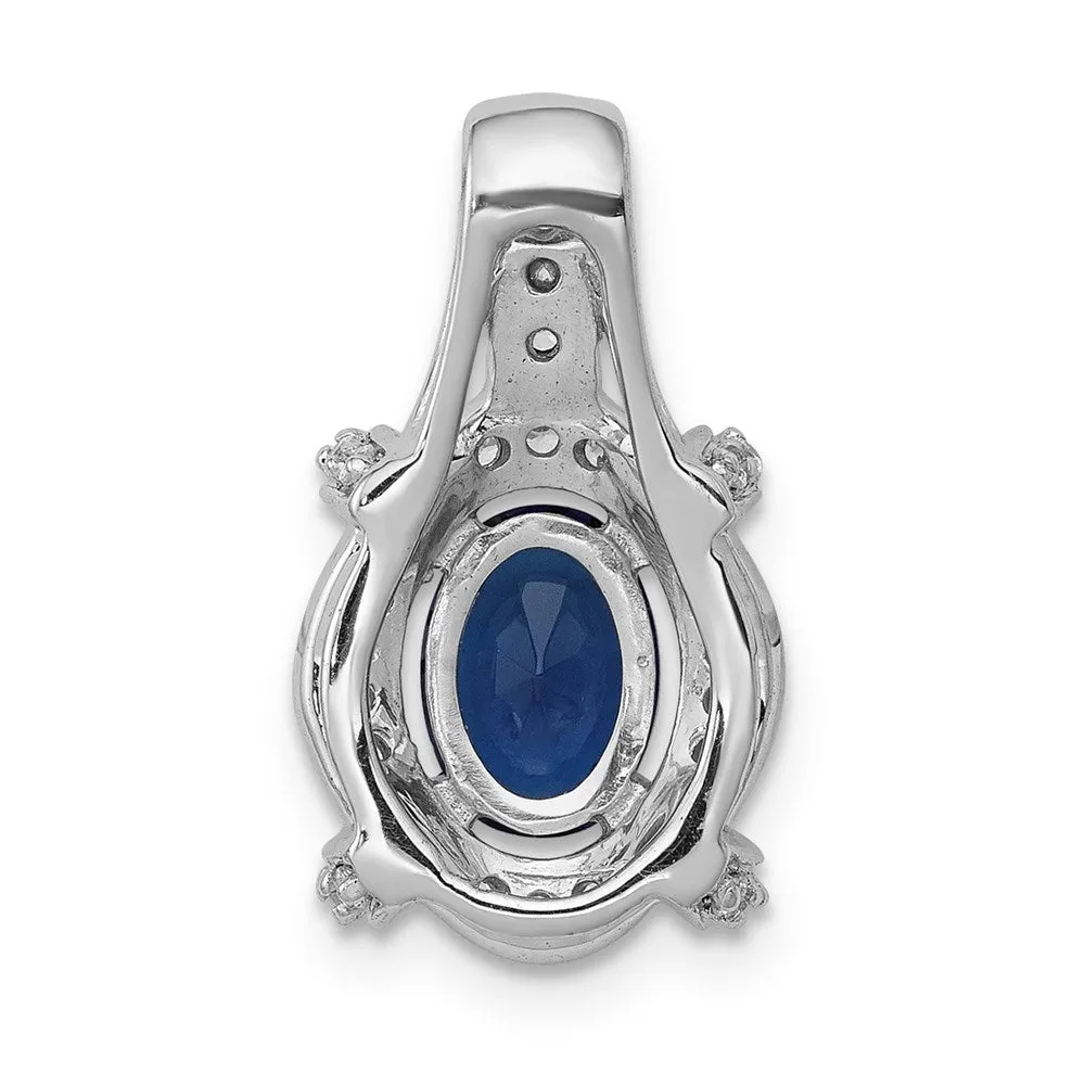 14k White Gold Diamond and Sapphire Fancy Oval Pendant