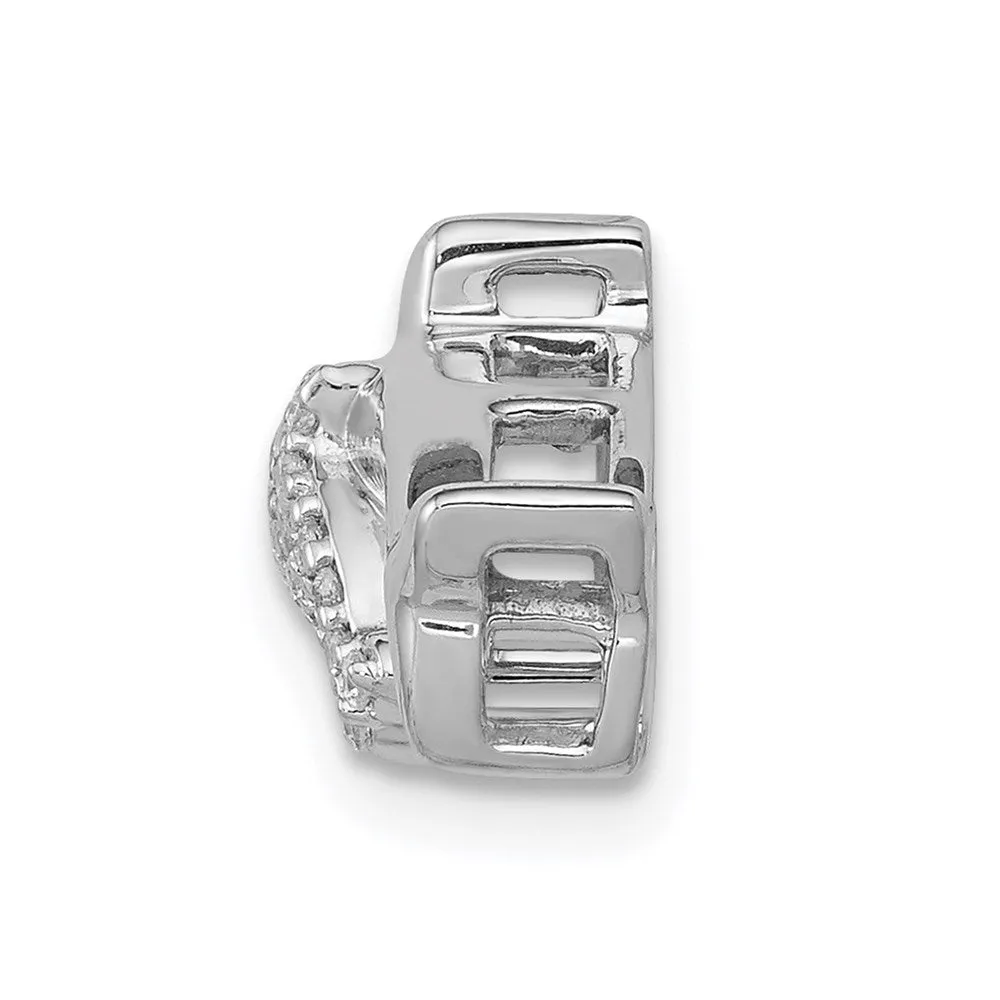 14k White Gold Diamond Dolphins Chain Slide