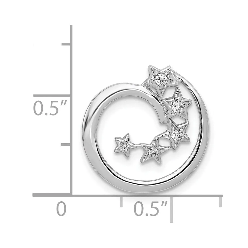 14k White Gold Diamond Stars Chain Slide