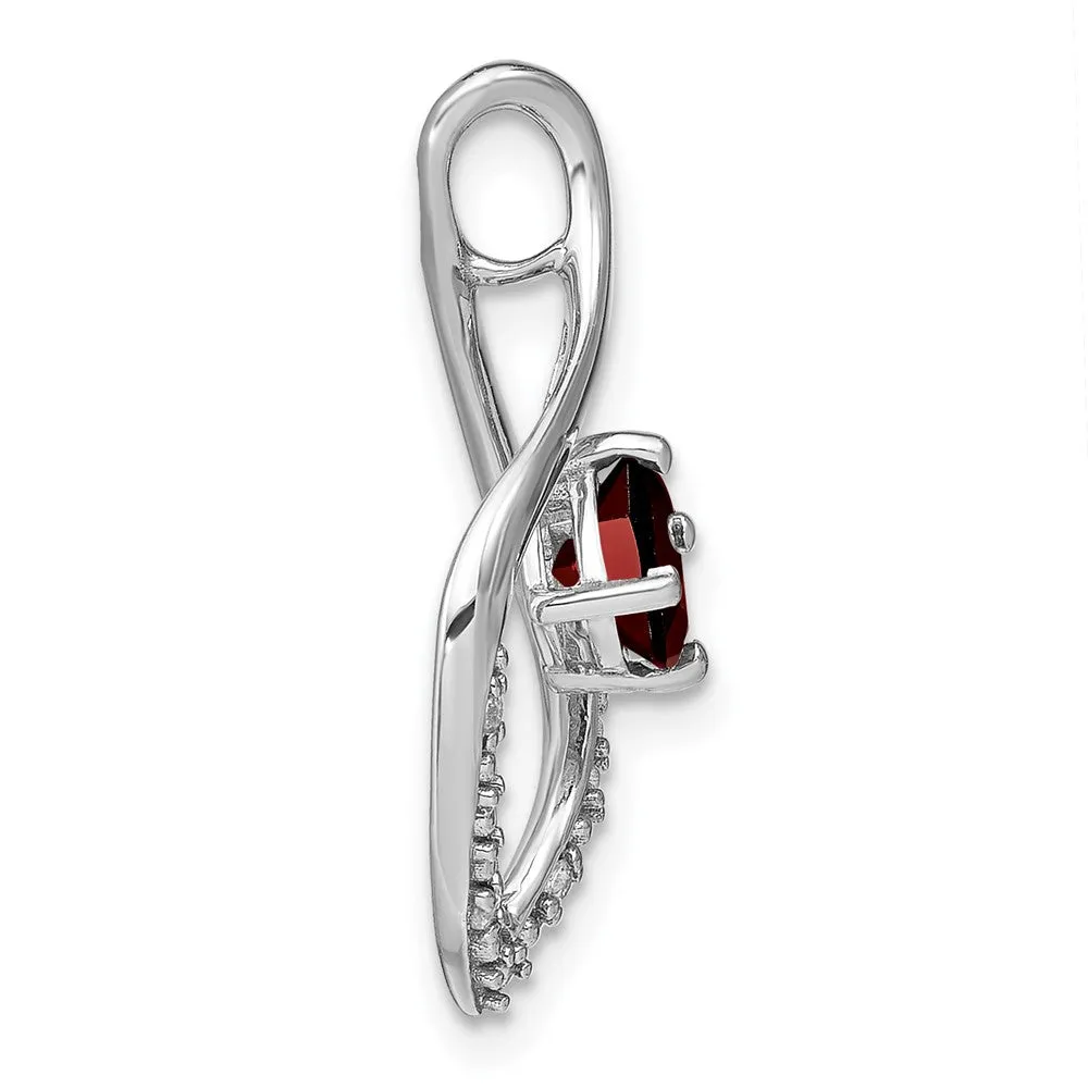 14k White Gold Garnet and Diamond Pendant