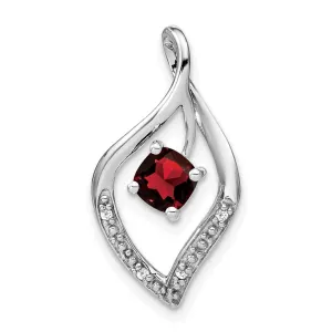 14k White Gold Garnet and Diamond Pendant