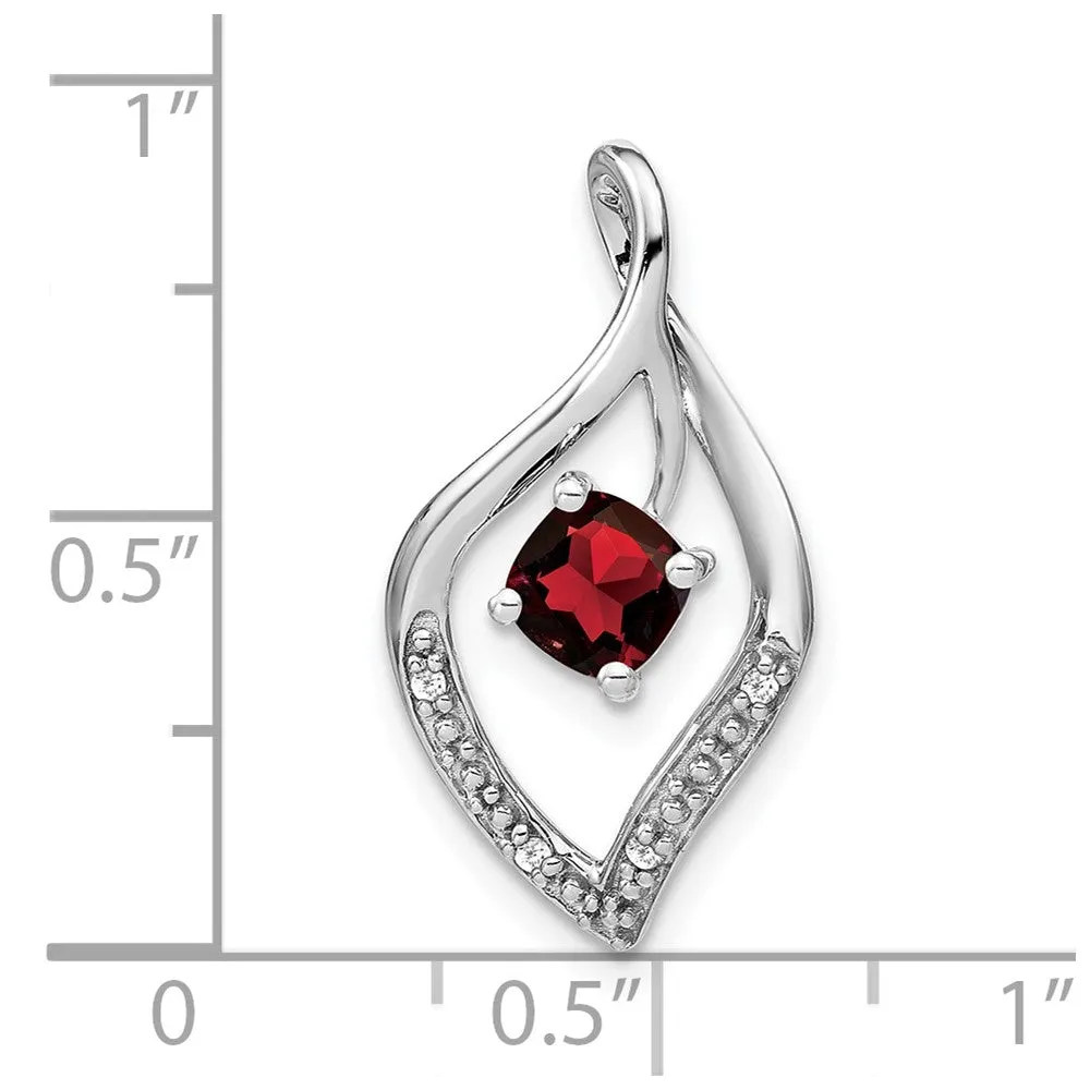 14k White Gold Garnet and Diamond Pendant
