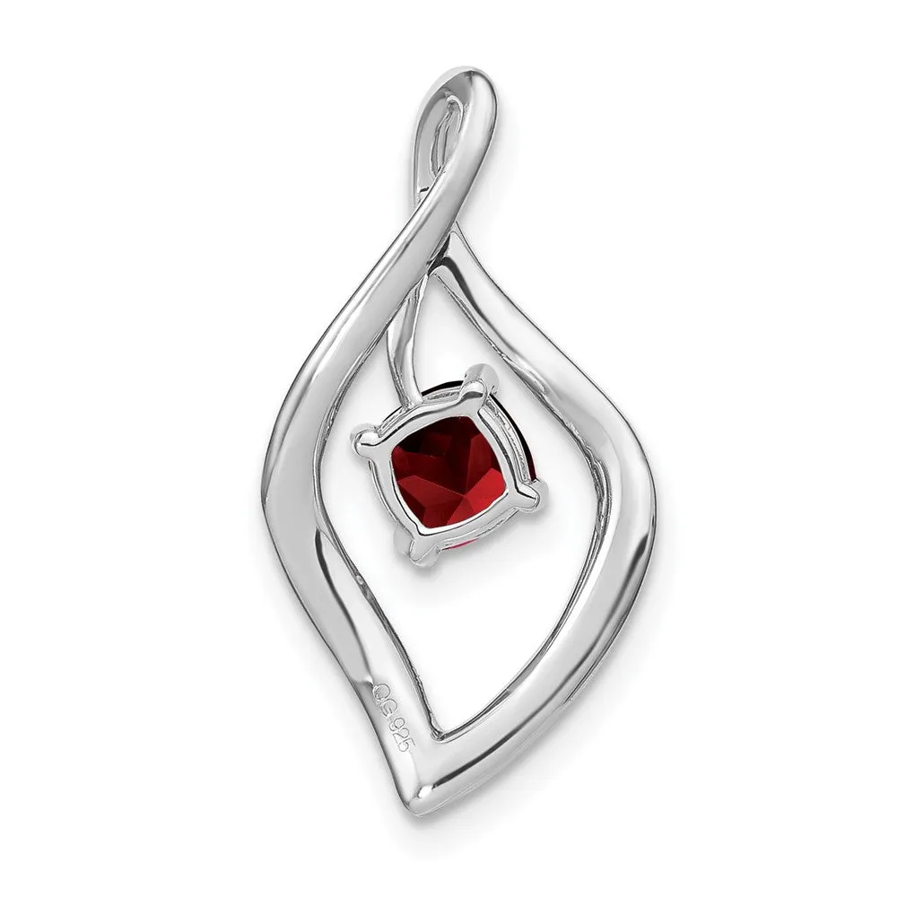 14k White Gold Garnet and Diamond Pendant