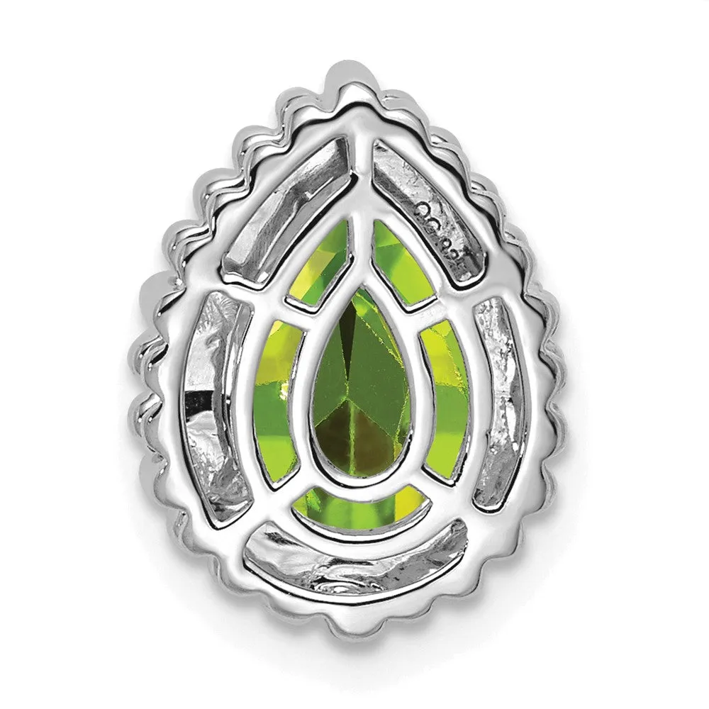 14k White Gold Pear Peridot Chain Slide