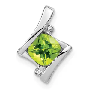 14k White Gold Peridot and Diamond Pendant