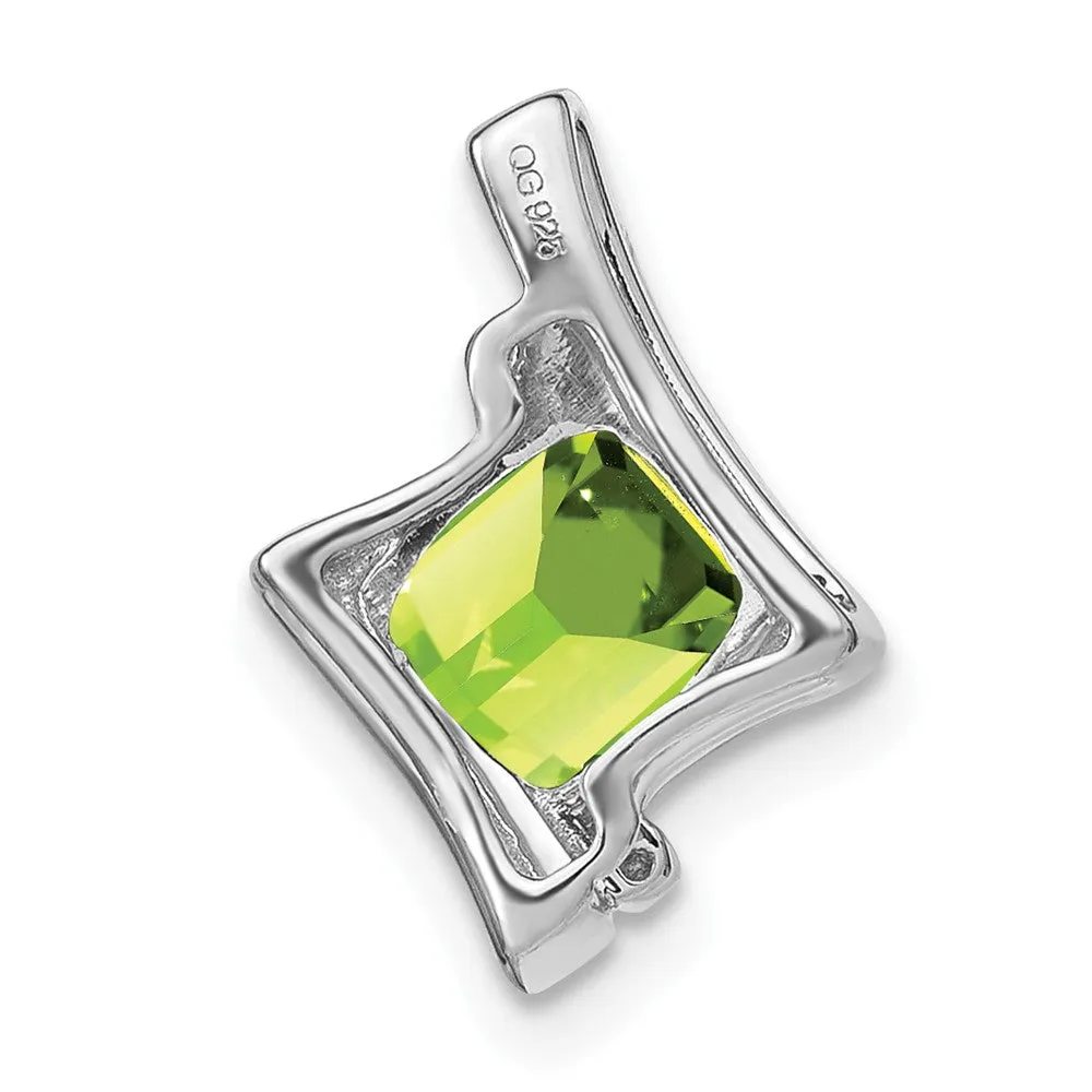 14k White Gold Peridot and Diamond Pendant