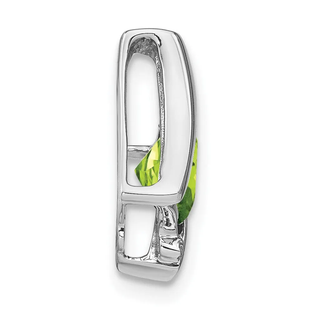 14k White Gold Peridot and Diamond Pendant