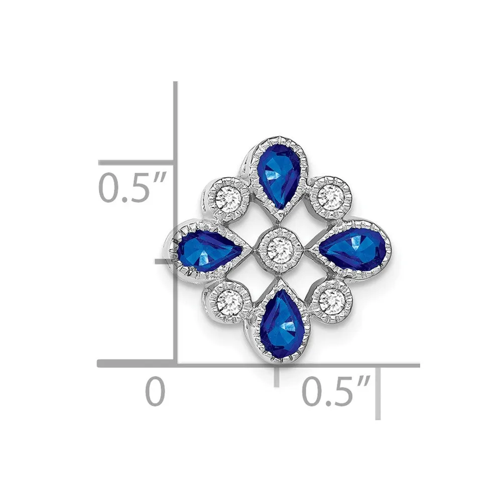 14k White Gold Sapphire and Diamond Chain Slide