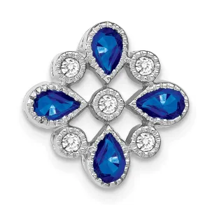 14k White Gold Sapphire and Diamond Chain Slide