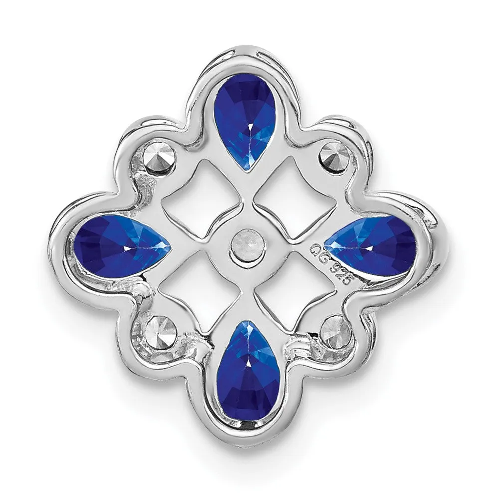 14k White Gold Sapphire and Diamond Chain Slide
