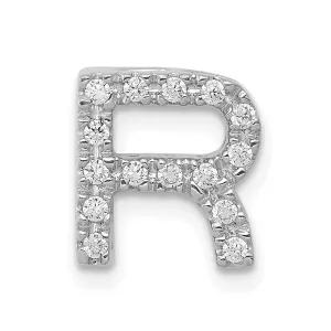 14k White Gold White Gold Diamond Letter R Initial Charm