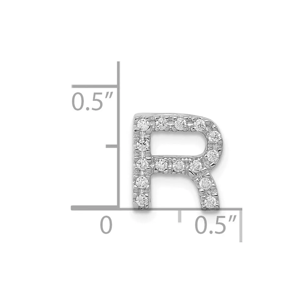 14k White Gold White Gold Diamond Letter R Initial Charm