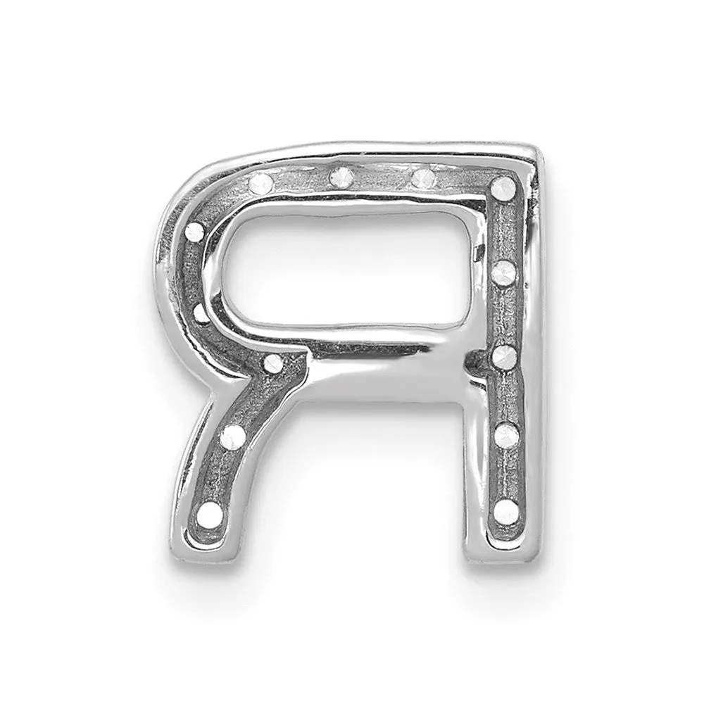 14k White Gold White Gold Diamond Letter R Initial Charm