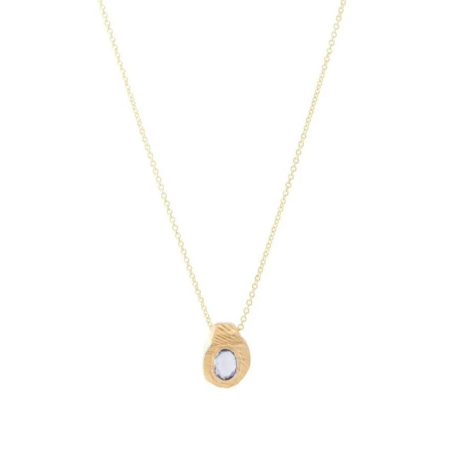 18kt Oval Pale Blue Sapphire Necklace