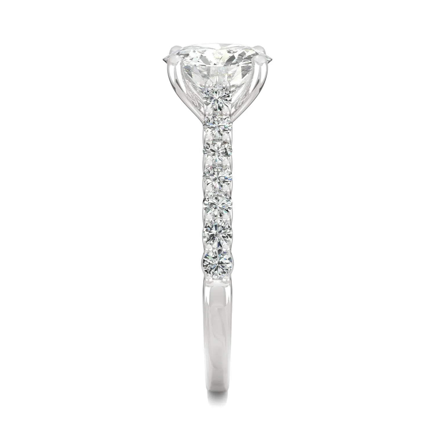 1.92 CTW DEW Round Moissanite Engagement Ring in 14K White Gold