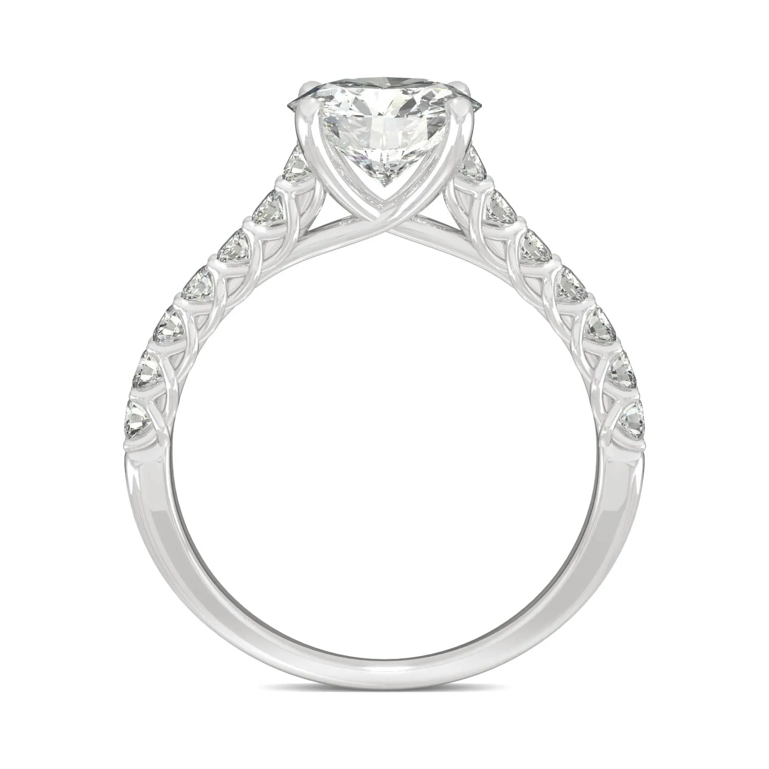 1.92 CTW DEW Round Moissanite Engagement Ring in 14K White Gold