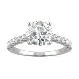 1.92 CTW DEW Round Moissanite Engagement Ring in 14K White Gold