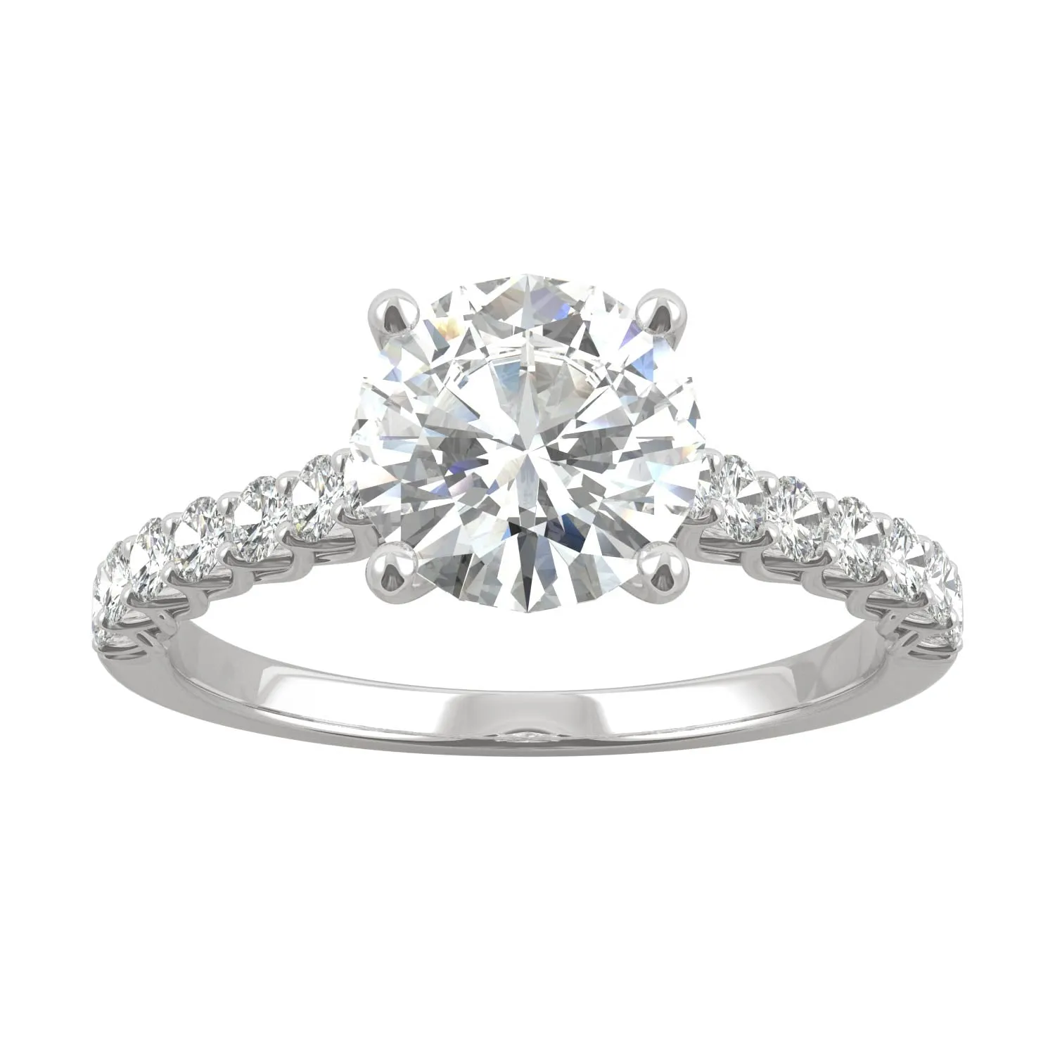 1.92 CTW DEW Round Moissanite Engagement Ring in 14K White Gold