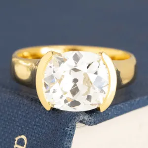 3.01ct Elongated Old Mine Cut Diamond Half-Bezel Solitaire