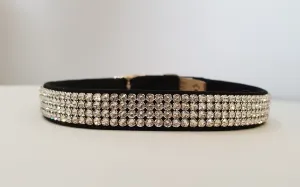 4 Row Crystal Microsuede 1/2" Collar