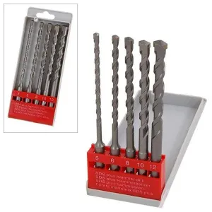 5Pc Sds  Hammer Drill Bit Set 5Mm-12Mm Carbide Tipped Sds Plus Masonry Bits