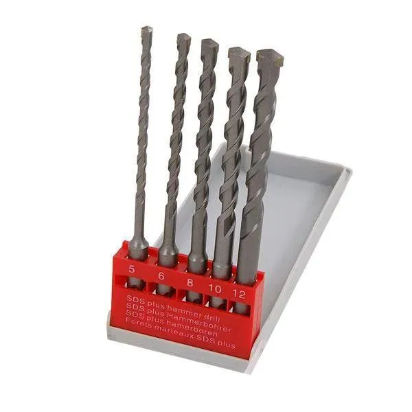 5Pc Sds  Hammer Drill Bit Set 5Mm-12Mm Carbide Tipped Sds Plus Masonry Bits