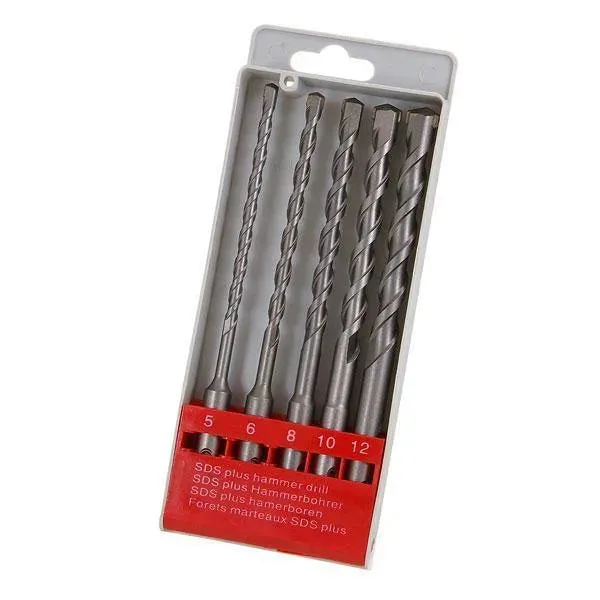 5Pc Sds  Hammer Drill Bit Set 5Mm-12Mm Carbide Tipped Sds Plus Masonry Bits