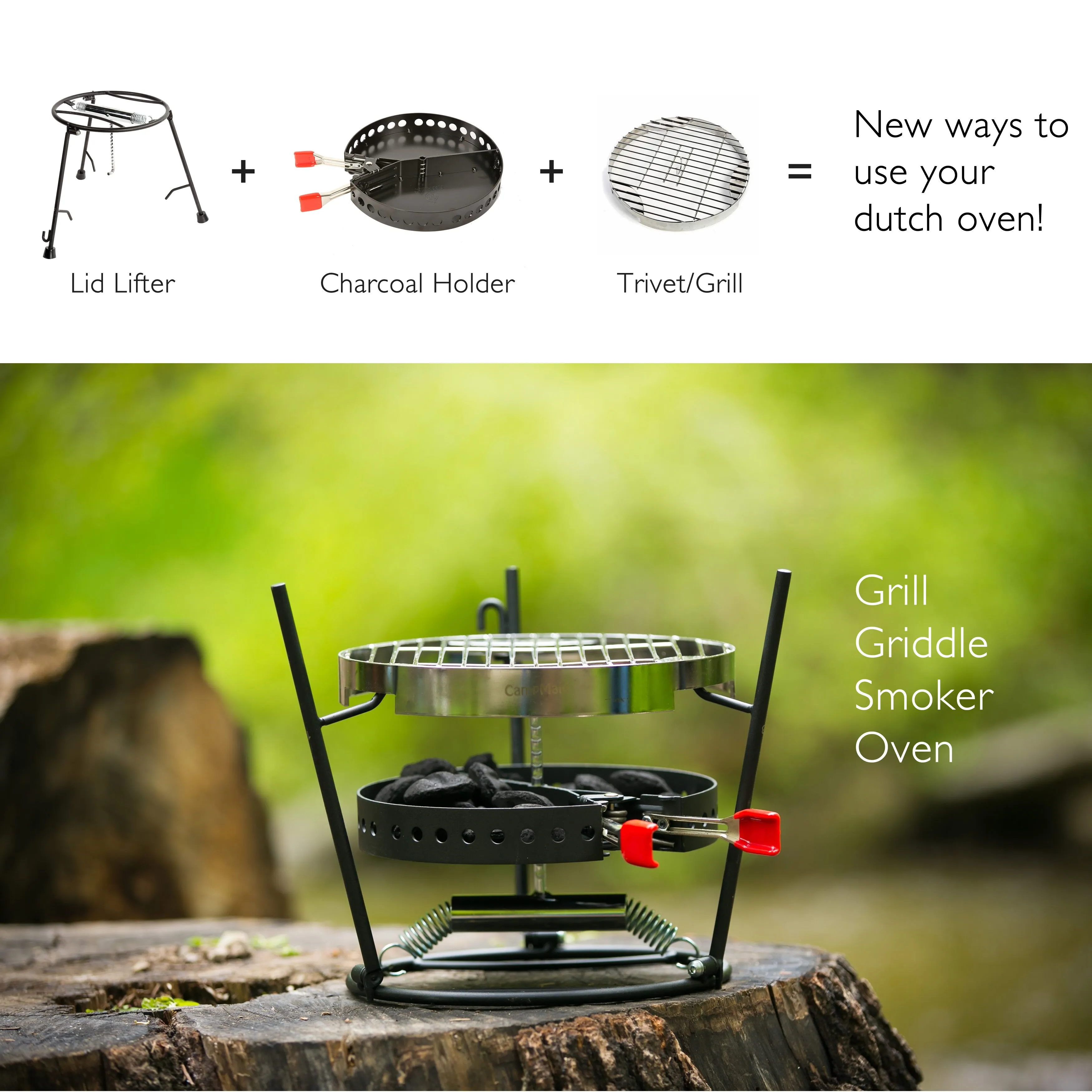 6-Piece Dutch Oven Set With 12" Dutch Oven Without Legs