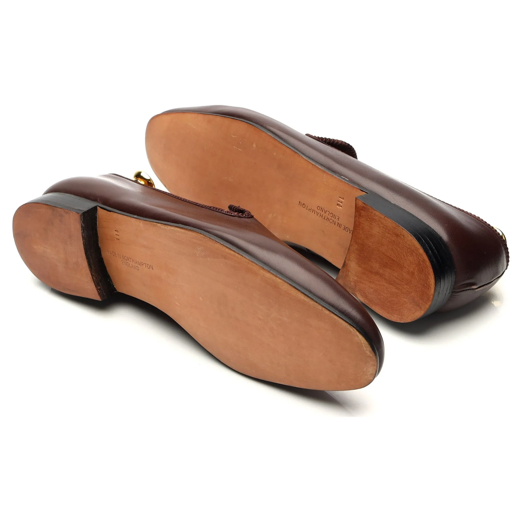 'Albert' Dark Brown Leather Slippers UK 11.5