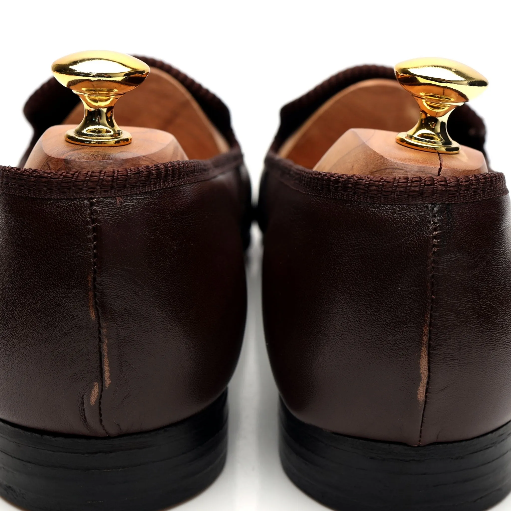 'Albert' Dark Brown Leather Slippers UK 11.5