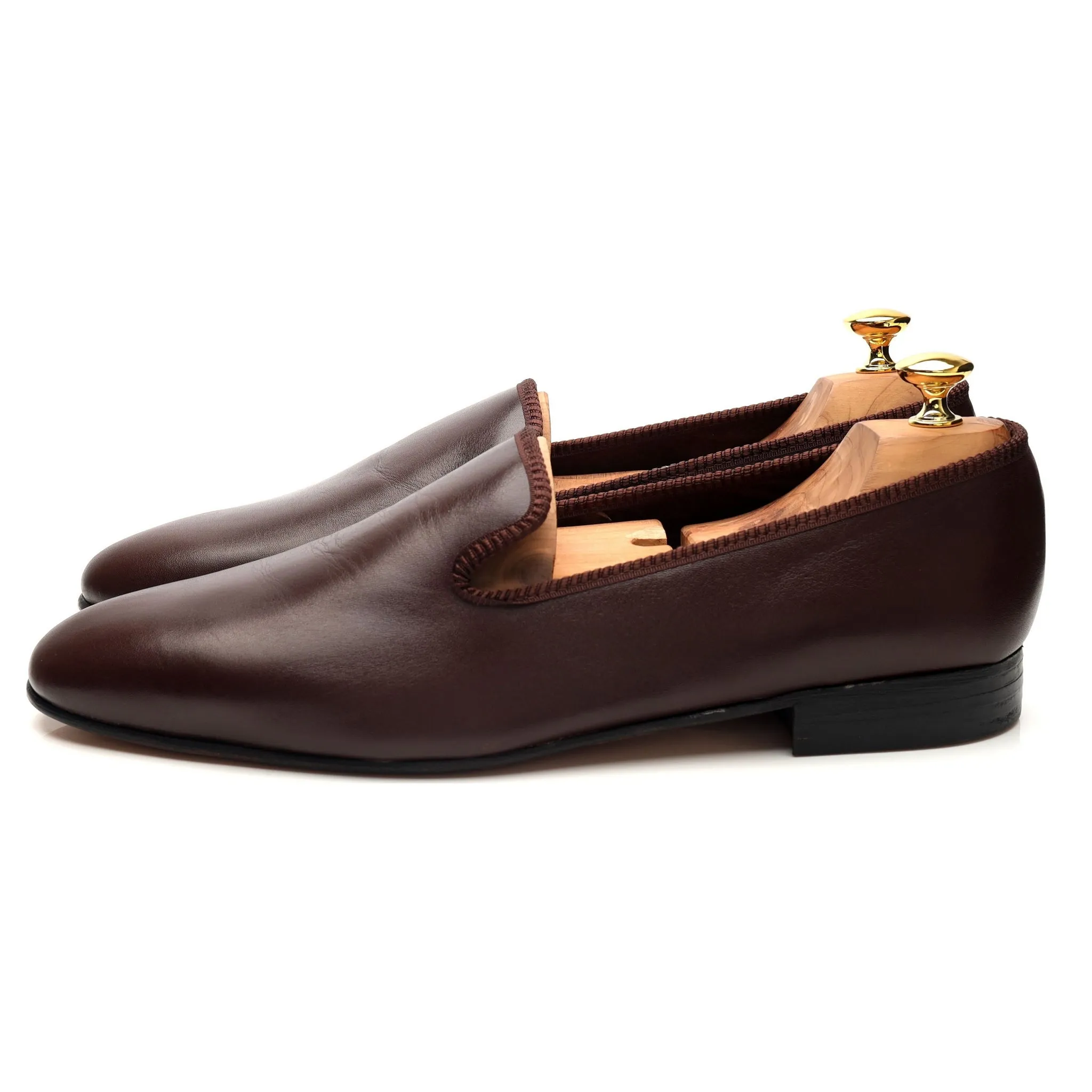 'Albert' Dark Brown Leather Slippers UK 11.5