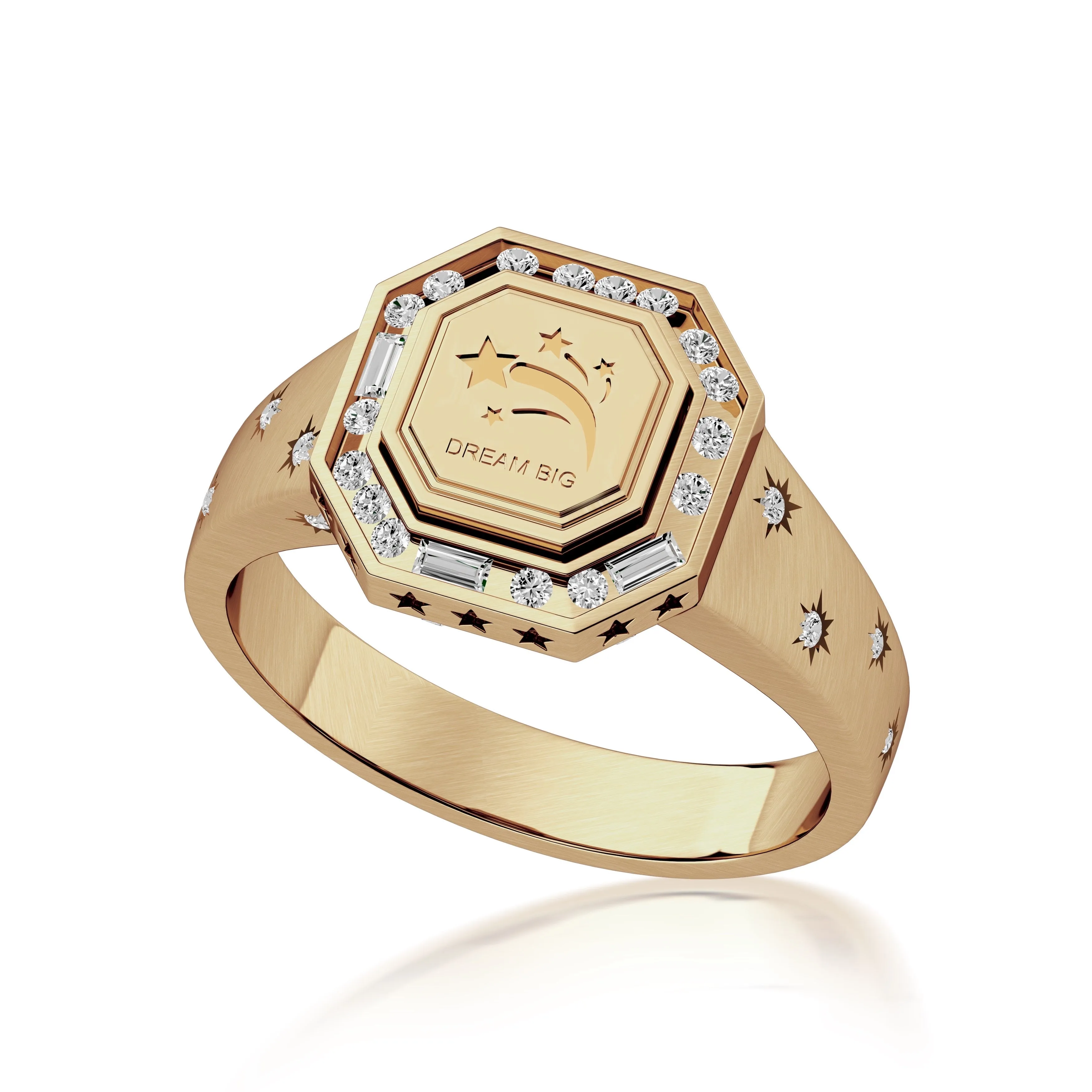 Amina Sorel 18kt Gold African Blue Topaz and Diamond 'Morse Code' Flip Ring