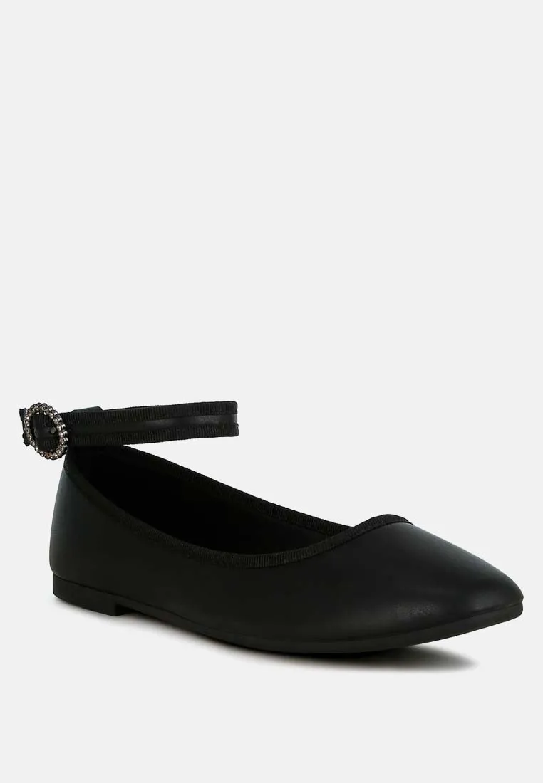 Ankle Strap Detail Ballet Flats By Ruw