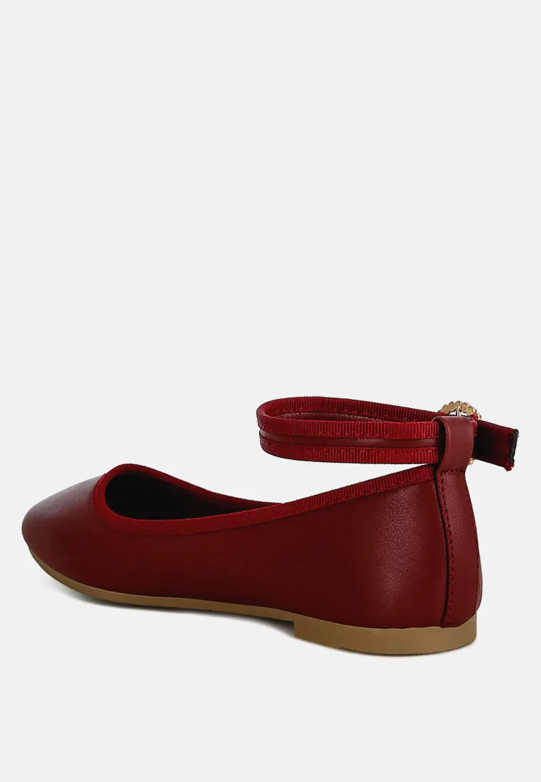 Ankle Strap Detail Ballet Flats By Ruw
