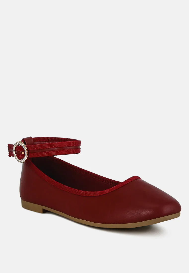 Ankle Strap Detail Ballet Flats By Ruw