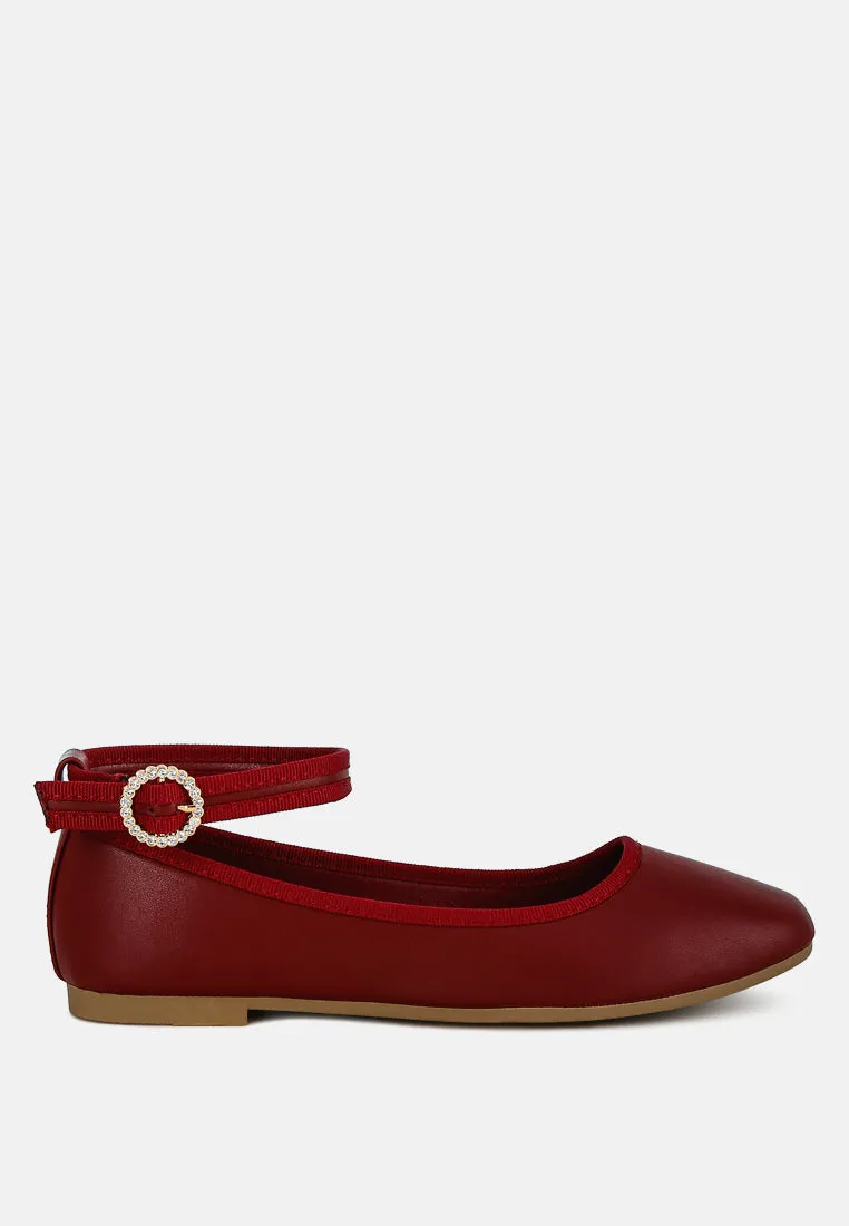 Ankle Strap Detail Ballet Flats By Ruw