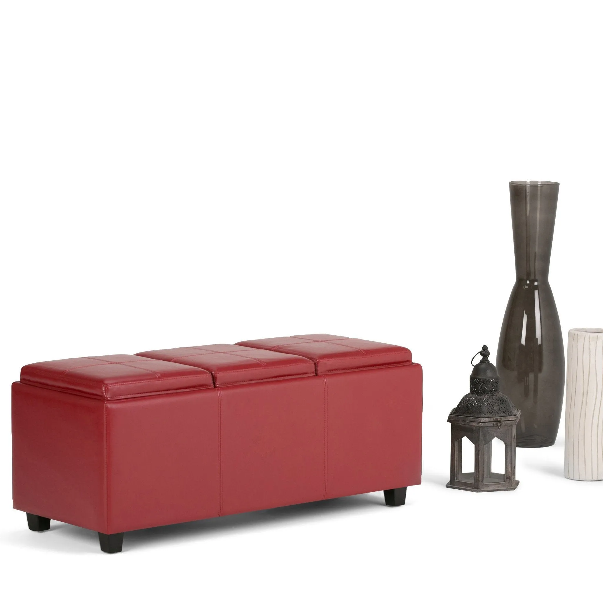 Avalon 3 Trays Ottoman in Vegan Leather