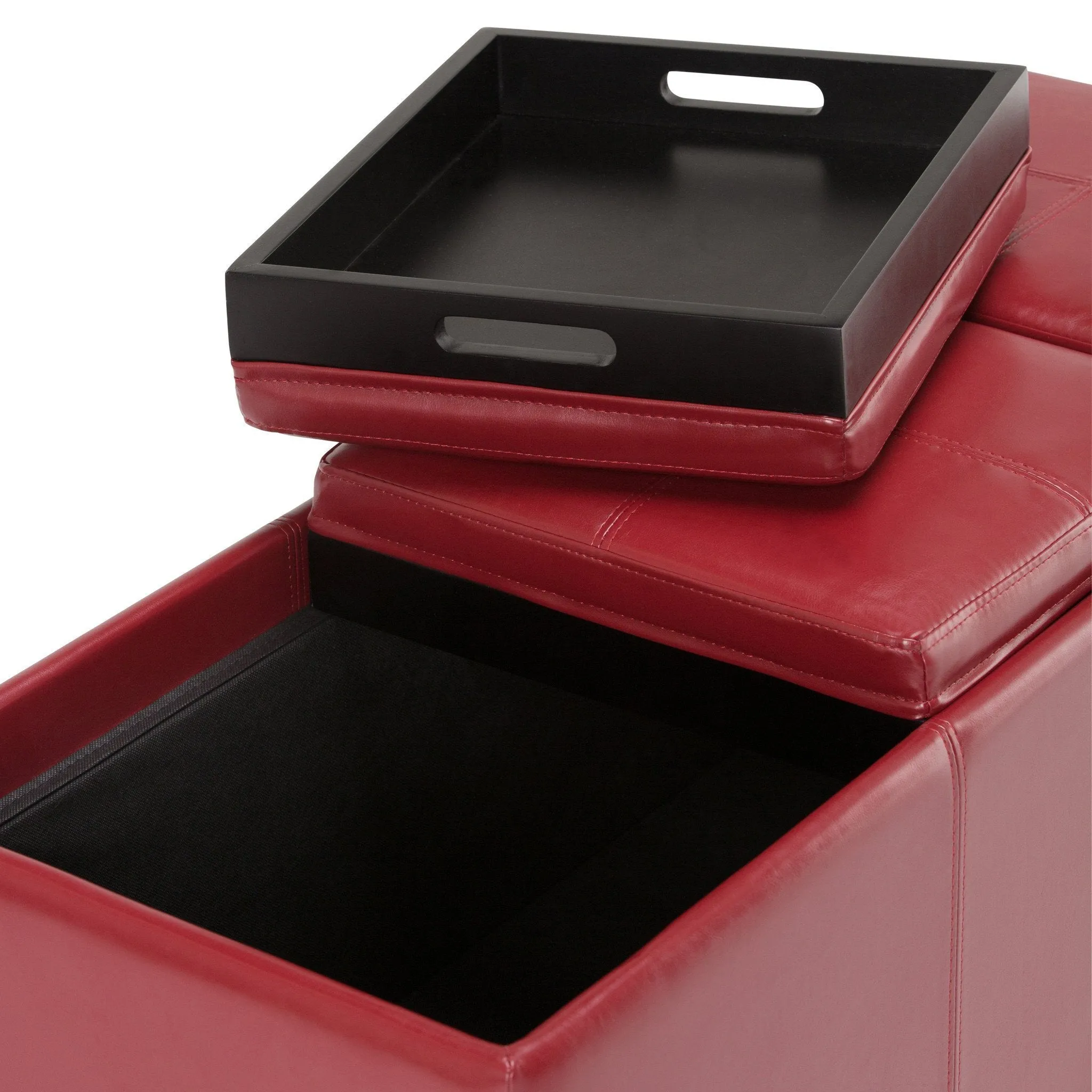 Avalon 3 Trays Ottoman in Vegan Leather