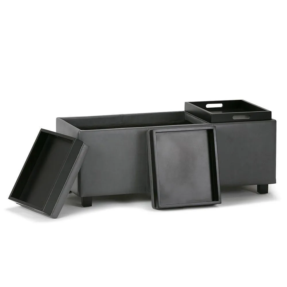 Avalon 3 Trays Ottoman in Vegan Leather