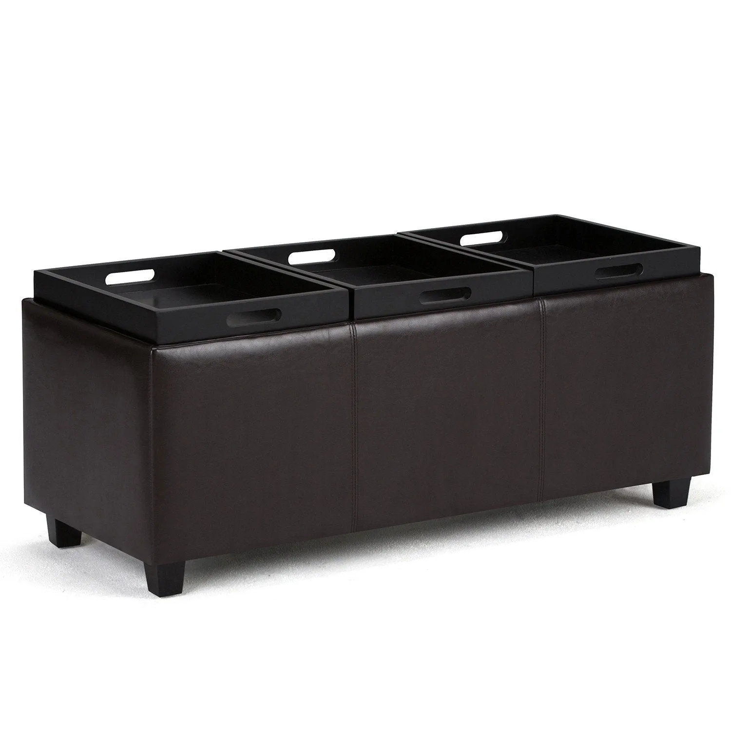 Avalon 3 Trays Ottoman in Vegan Leather